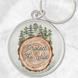 アースデイ引用文ウッドディスクパインツリーズ環境 キーホルダー