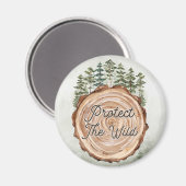 アースデイ引用文ウッドディスクパインツリーズ環境 マグネット (正面/裏面)