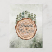 アースデイ引用文ウッドラウンドディスクと松の木 ポストカード (正面)