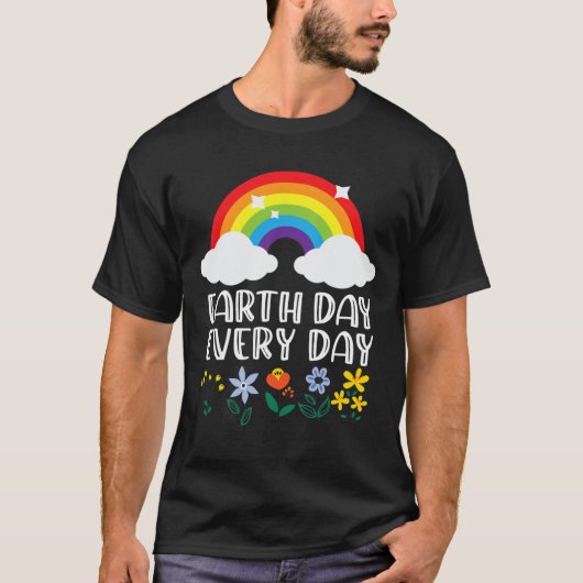 アースデイ毎日レインボーフラワーアース救デイN Tシャツ (正面)