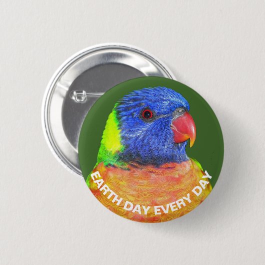 アースデイ毎日レインボーロリケエオウム 缶バッジ (正面&裏面)