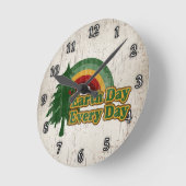 アースデイ毎日、レトロレインボー ラウンド壁時計 (傾斜)