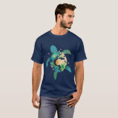 アースデイ海の亀 – グローブと海ライフグラフイ Tシャツ (正面フル)