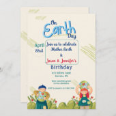 アースデイ誕生日パーティーの招待状 招待状 (正面/裏面)