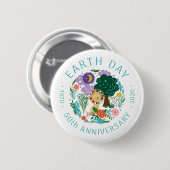 アースデイ2020年50周年記念かわいいライオン&自然 缶バッジ (正面&裏面)