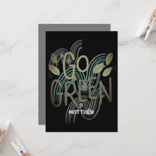 アースデイ、環境にやさしいことをしよう、アートシンプル科学エレガント学 カード (正面/裏面インサイチュ)