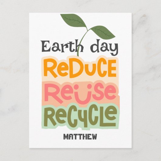 アースデイ、環境にやさしいことをしよう、アートシンプル科学エレガント学 ポストカード (正面)
