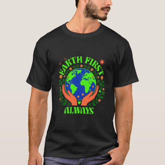 アースデイTシャツ 地球をいつも第一に Tシャツ (正面)