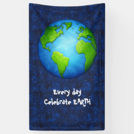 アースデーのお祝いの旗 横断幕