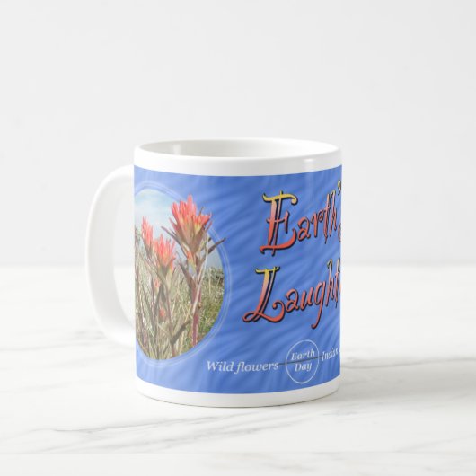 アースデーのインドペイントブラシ野生の花のマグ コーヒーマグカップ (正面左)