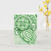 アースデーのリサイクルのダマスク織のインドの曼荼羅のブランクBday カード (黄色い花)