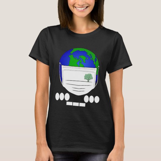 アースデー モールス信号 S.O.S コード 地球 フェイスマスク 植物 Tシャツ (正面)