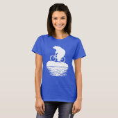 アースデー: 白くまの自転車の女性のTシャツ Tシャツ (正面フル)