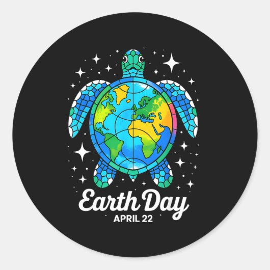 アースデー 2026 地球 海 アースデー タートル ラウンドシール (正面)