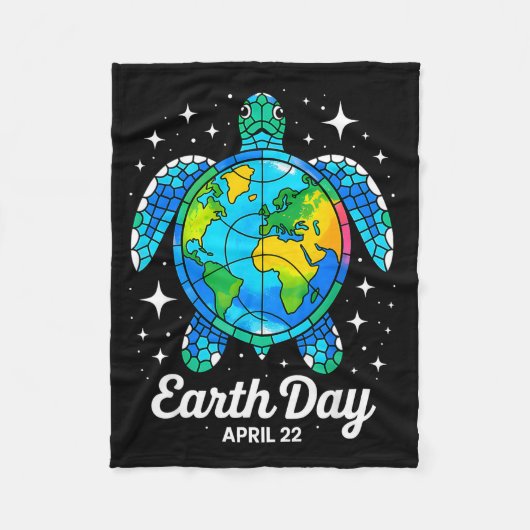 アースデー 2026 地球 海 復元 アースデー 海ガメ フリースブランケット (正面)