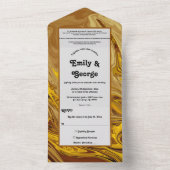 アーストミニマルーン金ゴールドテラコッタアート結婚ズ オールインワン招待状 (内側)