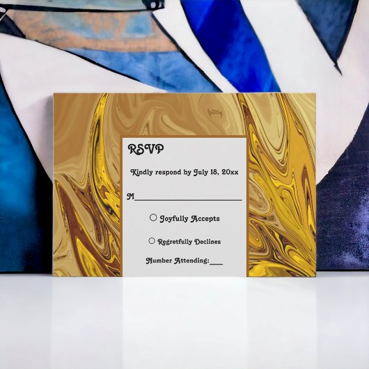 アーストミニマルーン金ゴールドテラコッタアート結婚ズ 出欠カード