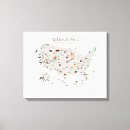 アーストーナショナルパークマップウッドランド子供部屋 キャンバスプリント