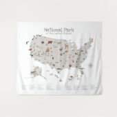 アーストーナショナルパークマップウッドランド子供部屋 タペストリー (正面(横))