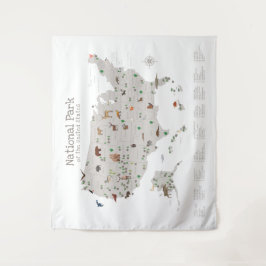 アーストーナショナルパークマップウッドランド子供部屋 タペストリー