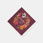 アーストーネバーガンディ秋フラワーズ100誕生日 スタンダードカクテルナプキン (角)