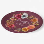 アーストーネバーガンディ秋フラワーズ100誕生日 ペーパープレート (アングル)