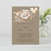 アーストーネ生まれたばかりのキリン気球ボーイベビーシャワー 招待状 (スタンド正面)