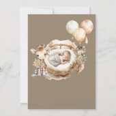 アーストーネ生まれたばかりのキリン気球ボーイベビーシャワー 招待状 (裏面)