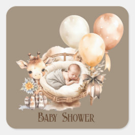 アーストーネ生まれたばかりのキリン風船ベビーシャワー スクエアシール