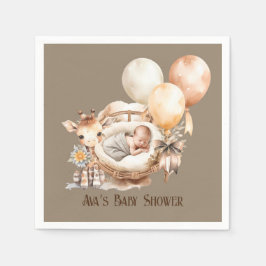 アーストーネ生まれたばかりのキリン風船ベビーシャワー スタンダードカクテルナプキン