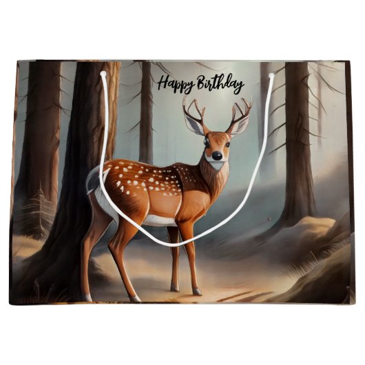 アーストーネ素朴ウォーター色の鹿抱き枕 ラージペーパーバッグ (正面)