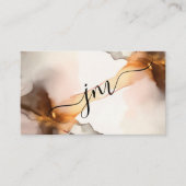 アーストーンおよび金ゴールド抽象芸術水彩モノグラム 名刺 (正面)