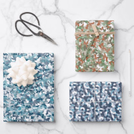 アーストーンと青カモフラージュデザイン ラッピングペーパーシート