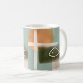 アーストーンのクロスと魚のミニマリスト芸術 コーヒーマグカップ (正面右)