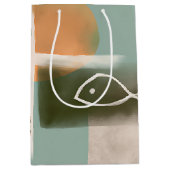 アーストーンのクロスと魚のミニマリスト芸術 ミディアムペーパーバッグ (正面)