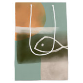 アーストーンのクロスと魚のミニマリスト芸術 ミディアムペーパーバッグ (裏面)