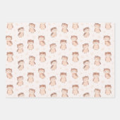 アーストーンの可愛い水色フクロウ ラッピングペーパーシート (正面)