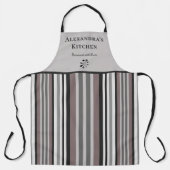 アーストーンエレガントブラウンストライプカスタムキッチン エプロン (正面)