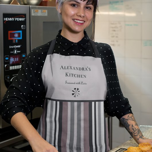 アーストーンエレガントブラウンストライプカスタムキッチン エプロン