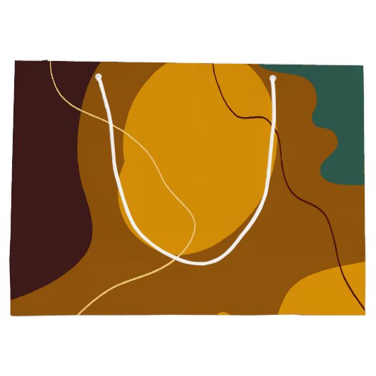 アーストーンオーガニックの形状抽象芸術の背景 ラージペーパーバッグ (裏面)