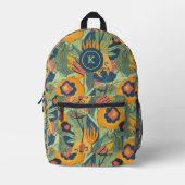アーストーンカラフルエキゾチック花パターン プリントバックパック (正面)