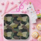 アーストーングリーンブラウンカモフラージュ ペーパープレート (パーティー)