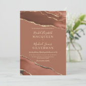 アーストーンテラコッタ金ゴールドアゲートマーブル結婚ズ 招待状 (スタンド正面)