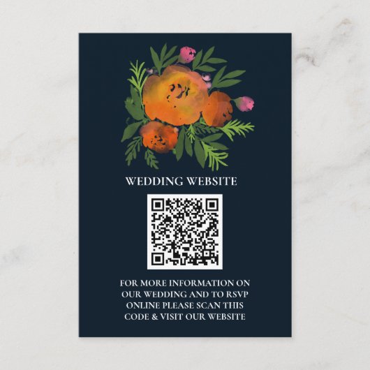 アーストーンバーンオレンジネイビー結婚フローラ エンクロージャーカード (正面)