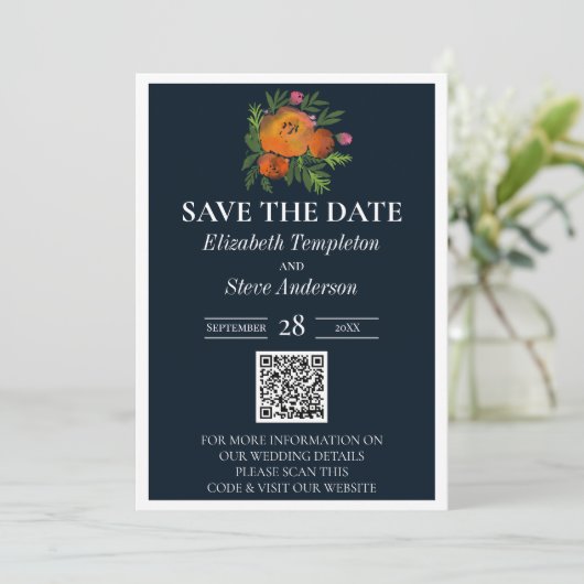 アーストーンバーンドオレンジネイビー結婚フローラズスイート セーブザデート (スタンド正面)