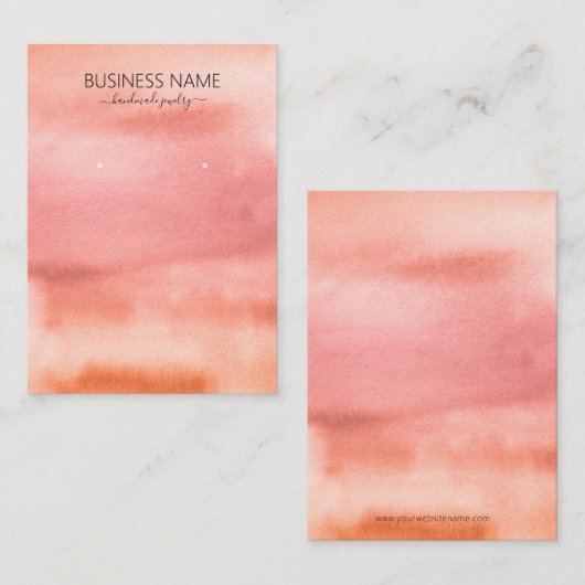 アーストーンピンクオレンジ水彩イヤリングディスプレイ 名刺 (正面/裏面)