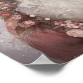 アーストーンブラックサンタと繊細なピンクの花 ポスター (角)