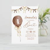 アーストーンボホコケットリボンファースト誕生日 招待状 (スタンド正面)