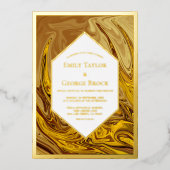 アーストーンミニマルテラコッタアートの結婚金ゴールド 箔招待状 (正面)