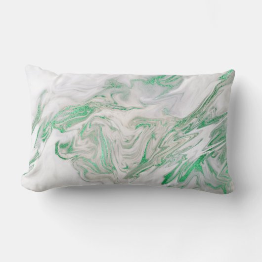 アーストーンミントグリーングレーホワイトマーブル ランバークッション (正面)